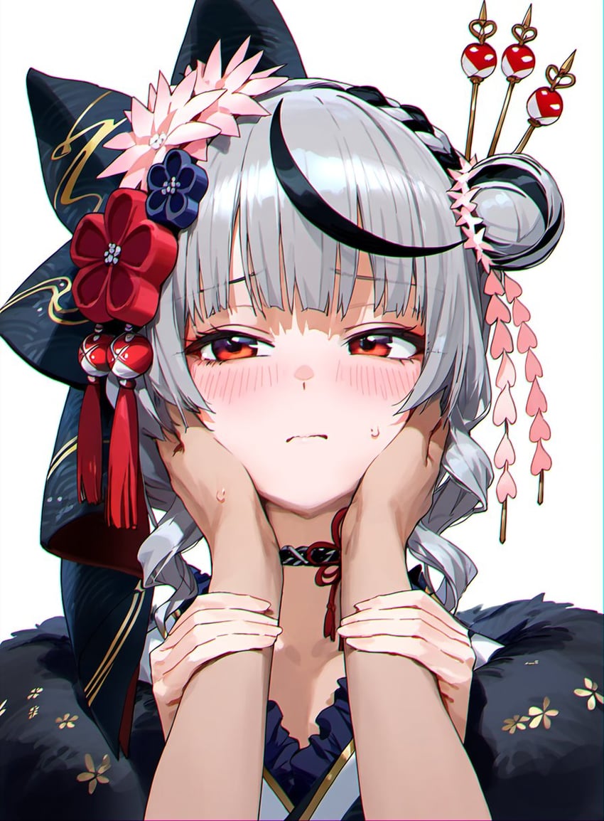 1boy, 1girl, animal_ears, black_hair, blush, braid, breasts, bubu2kufo