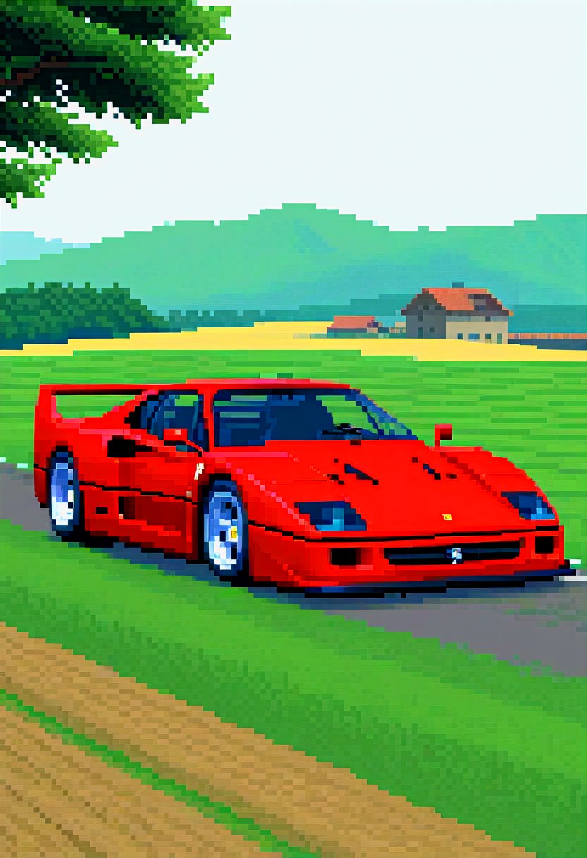 car, day, ferrari, grass, ground_vehicle, house, lora, misslecommand