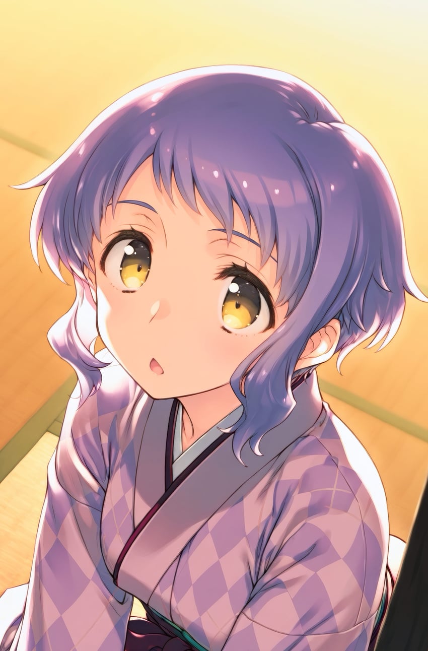 1girl, absurdres, blush, breasts, checkered_clothes, fluffyhairenjoyer, highres, idolmaster