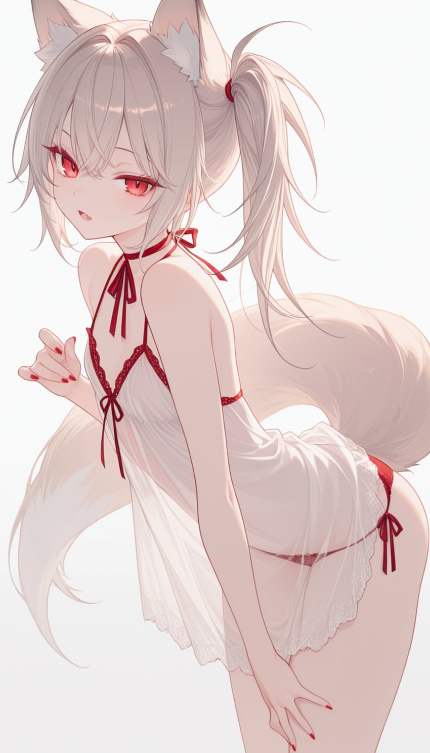 1girl, absurdres, animal_ear_fluff, animal_ears, babydoll, bangs, choker, commentary