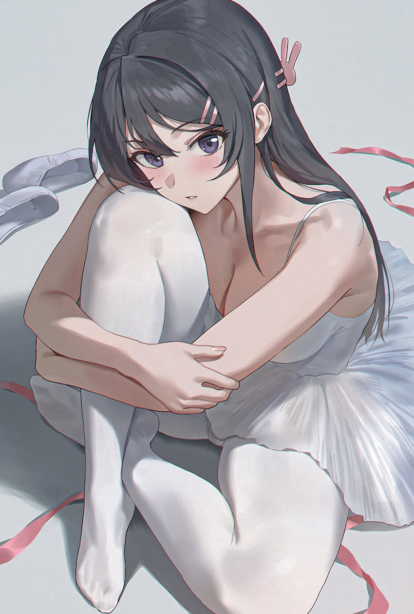 1girl, absurdres, amiki_yuzuru, athletic_leotard, ballerina, ballet_slippers, black_hair, blush