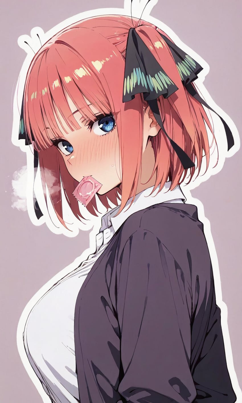 1girl, absurdres, bangs, black_cardigan, black_ribbon, blue_eyes, blunt_bangs, blush