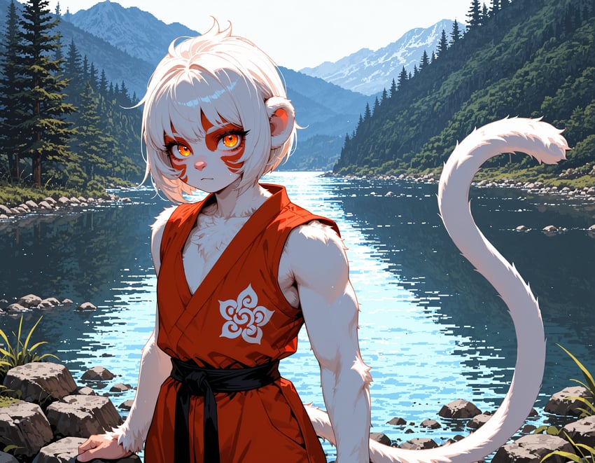 1girl, absurdres, animal_ears, animal_nose, belt, black_belt, body_fur, closed_mouth