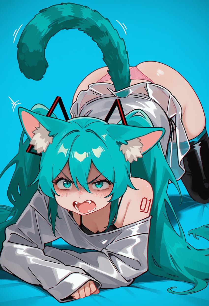 0m0p, 1girl, absurdres, all_fours, angry, animal_ear_fluff, animal_ears, anishadow