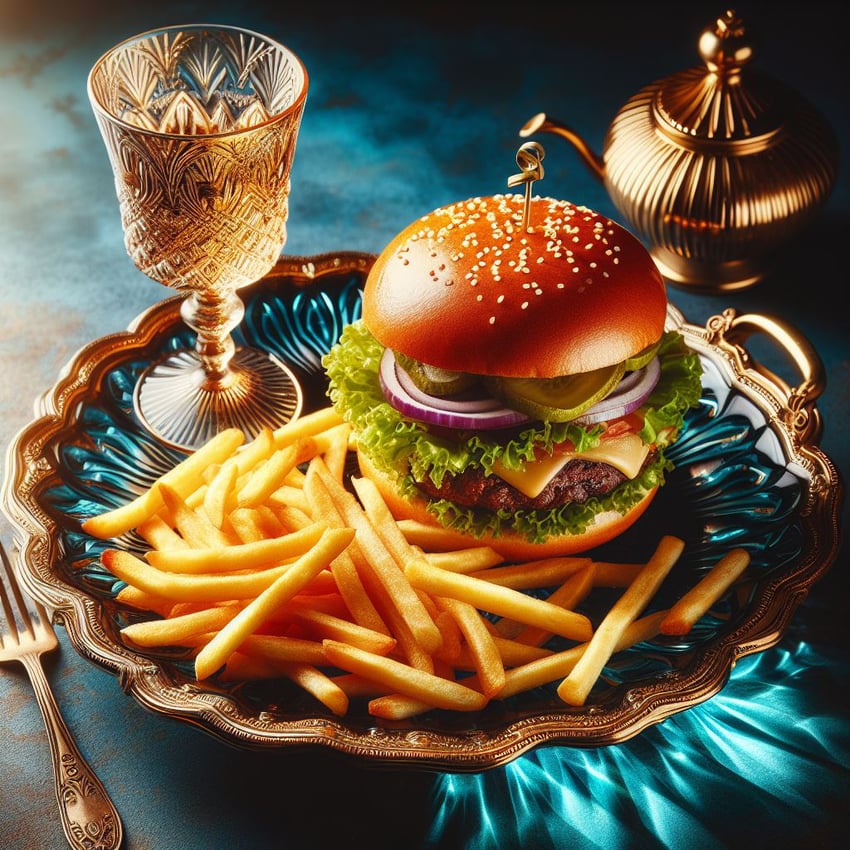 burger, cheese, cucumber, cucumber_slice, cup, dall-e, food, food_focus