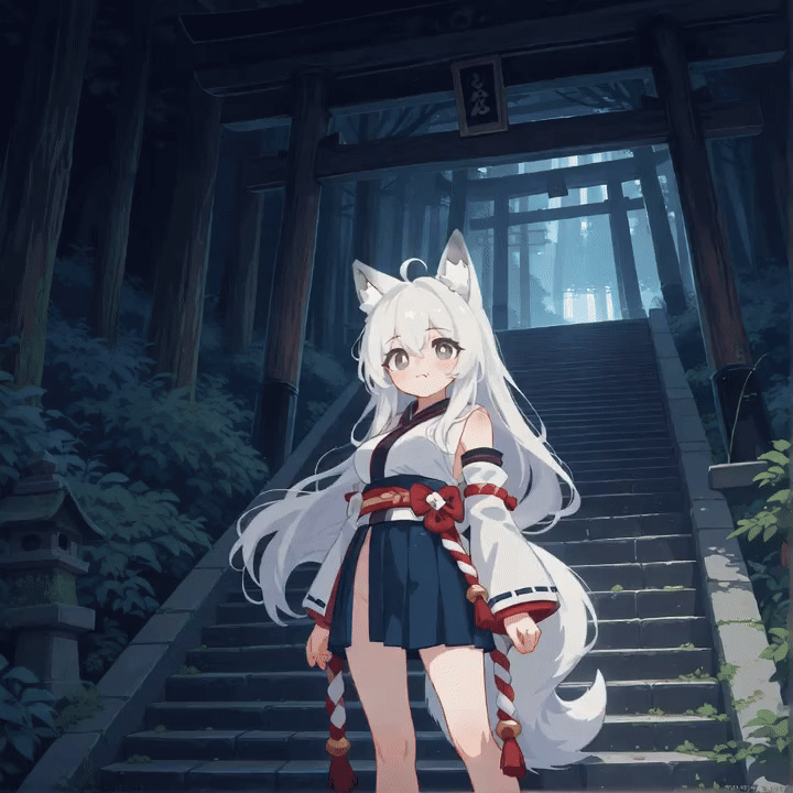 1girl, ahoge, animal_ears, animated, animated_gif, blinking, bright_pupils, detached_sleeves