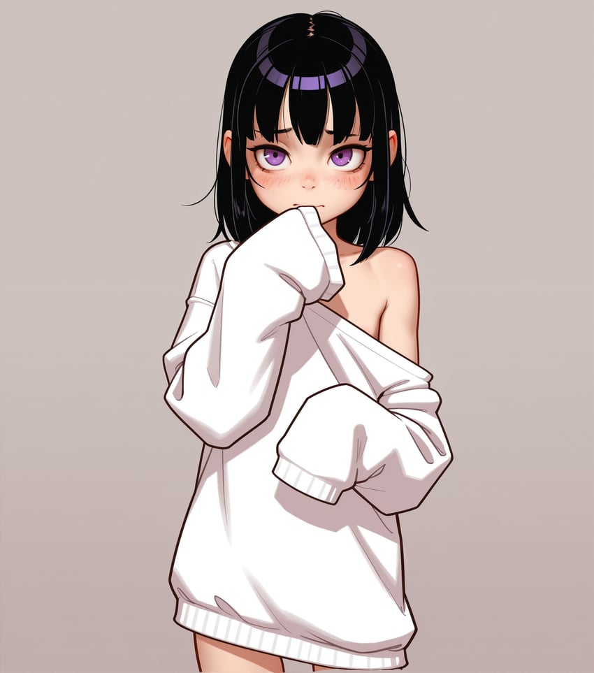 1girl, absurdres, bangs, black_hair, blush, closed_mouth, drawfag, highres