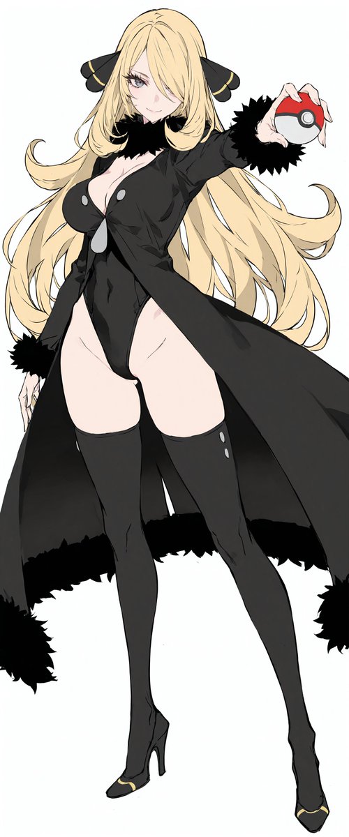 1girl, bangs, black_coat, black_leotard, blonde_hair, breasts, cleavage, closed_mouth