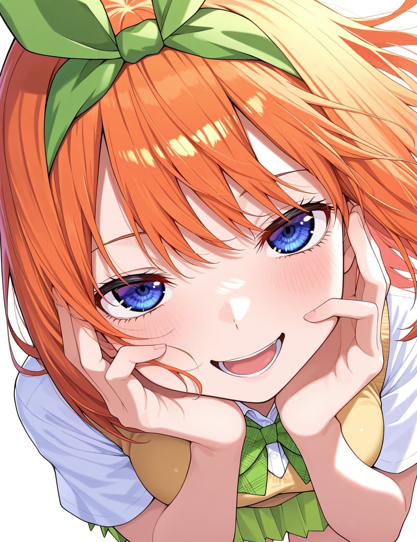 1girl, bangs, base_aiart, blue_eyes, blush, bow, bow_hairband, breasts