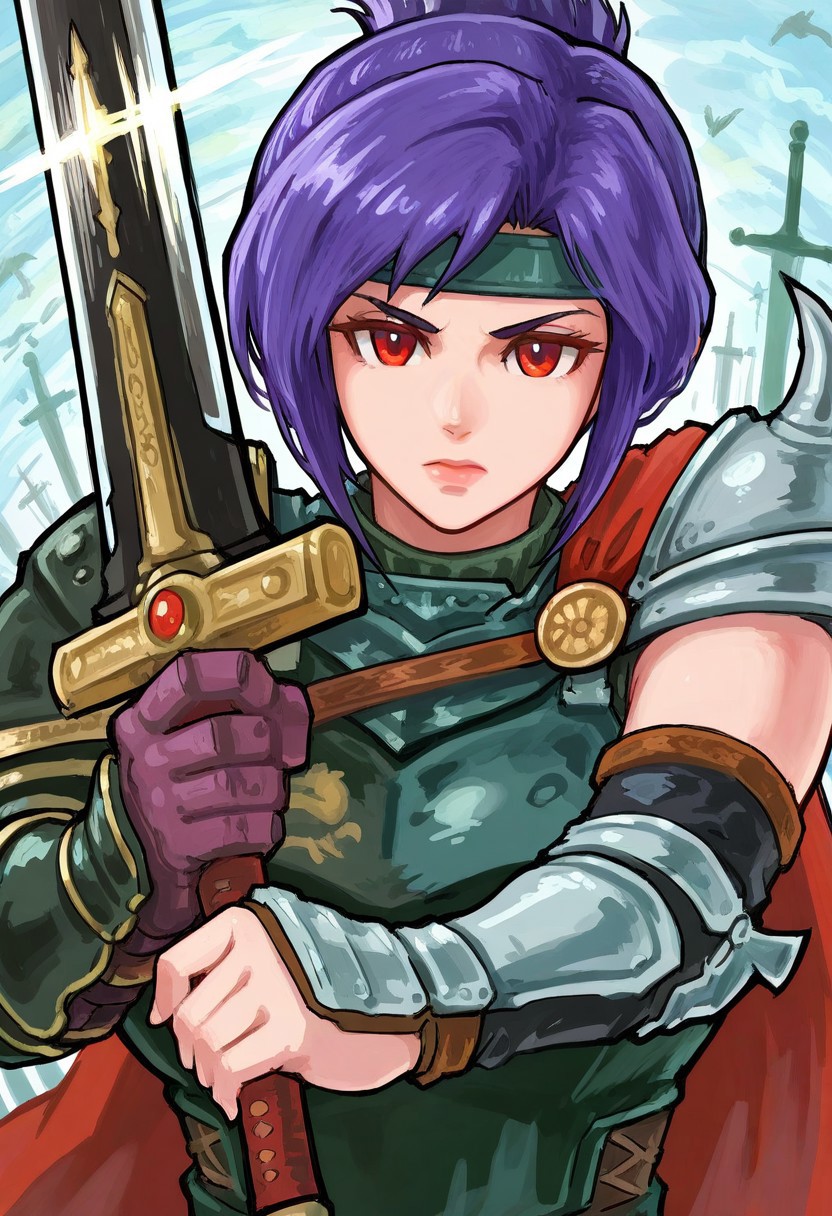 1girl, arm_armor, armor, bangs, battlefield, bird, black_armor, black_sleeves