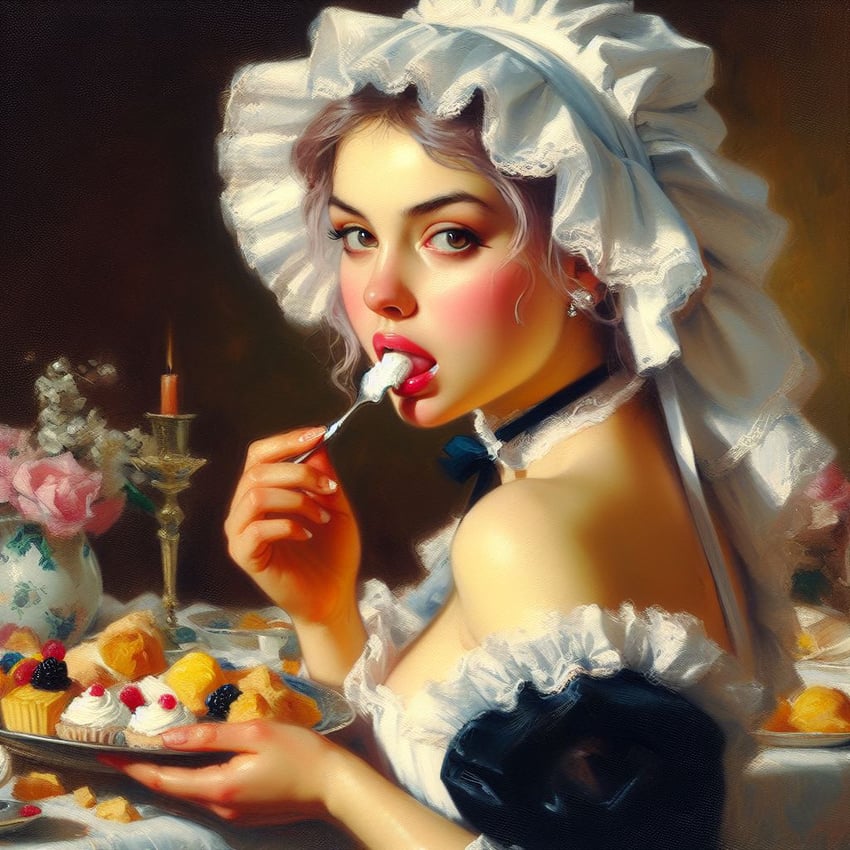 1girl, bare_shoulders, black_dress, black_ribbon, blackberry_(fruit), blush, brown_background, brown_eyes