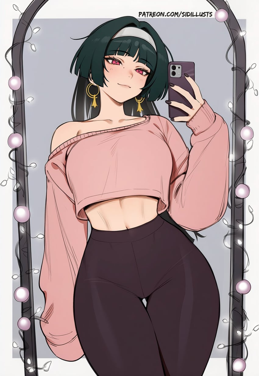 1girl, artist_name, astra_yao, bangs, bare_shoulders, black_hair, black_nails, blunt_bangs