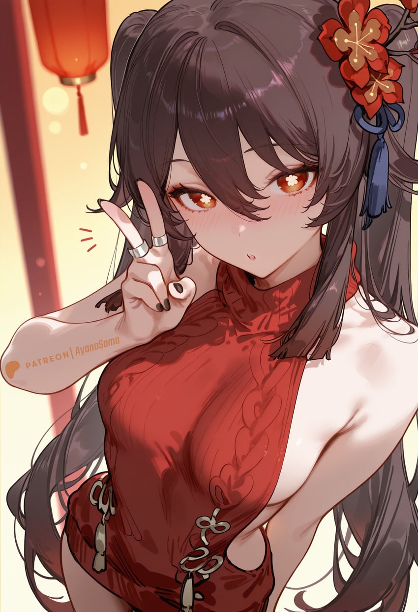 1girl, absurdres, aran_sweater, armpit_crease, ayanocanvas, bangs, bare_shoulders, black_nails