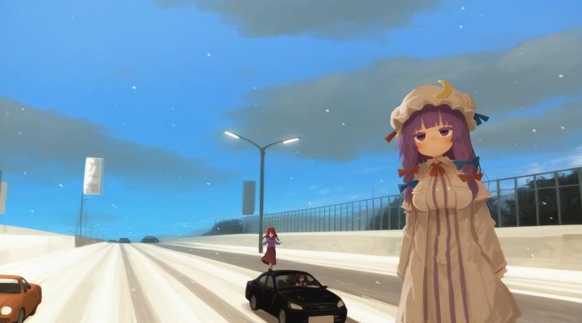 3girls, arms_at_sides, bangs, black_footwear, black_wings, blue_bow, blue_ribbon, blue_shirt