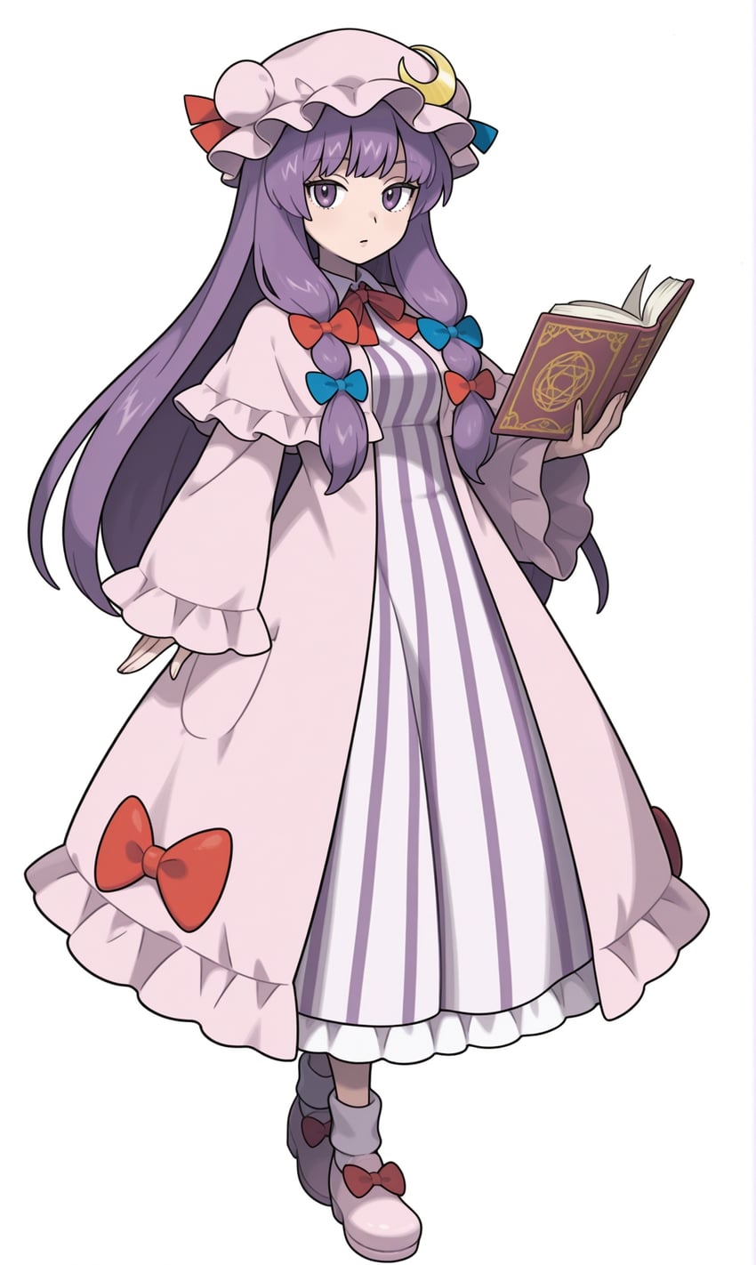 1girl, 4/6zenban, blue_bow, book, bow, breasts, capelet, collar