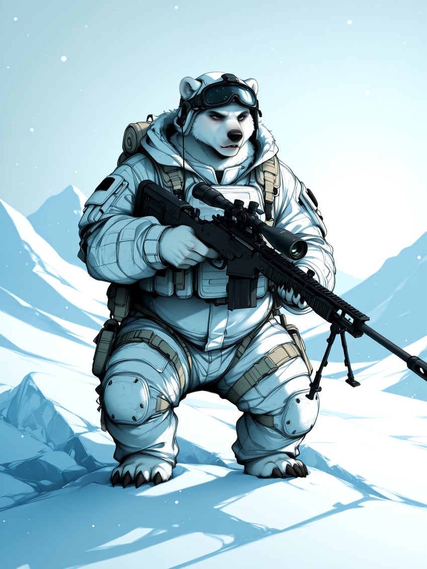 aiming, arctic, armed, bear, combat_gear, darkershadeofpale, fur, furry