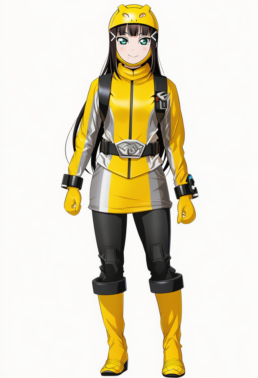 1girl, arms_at_sides, backpack, bag, bangs, belt, black_hair, blunt_bangs