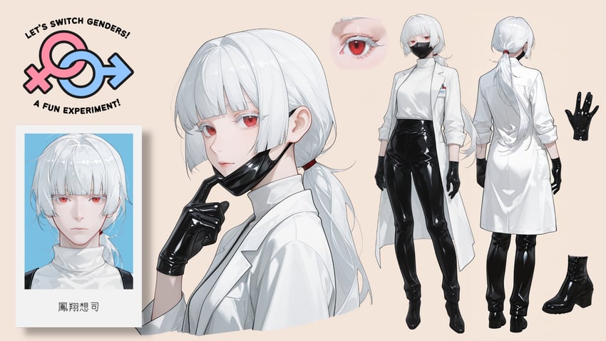 1boy, 1girl, bangs, black_footwear, black_gloves, black_pants, boots, breasts