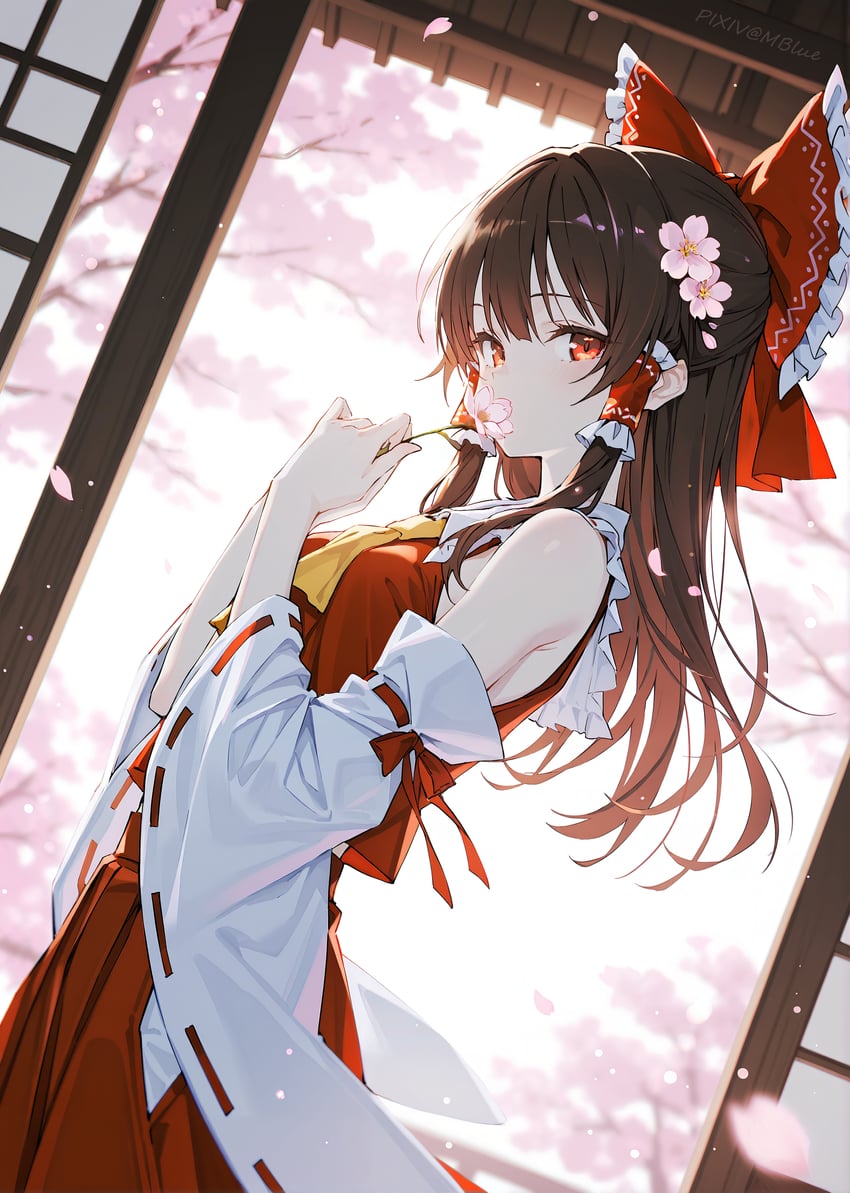 1girl, absurdres, artist_name, ascot, bow, breasts, brown_hair, commentary