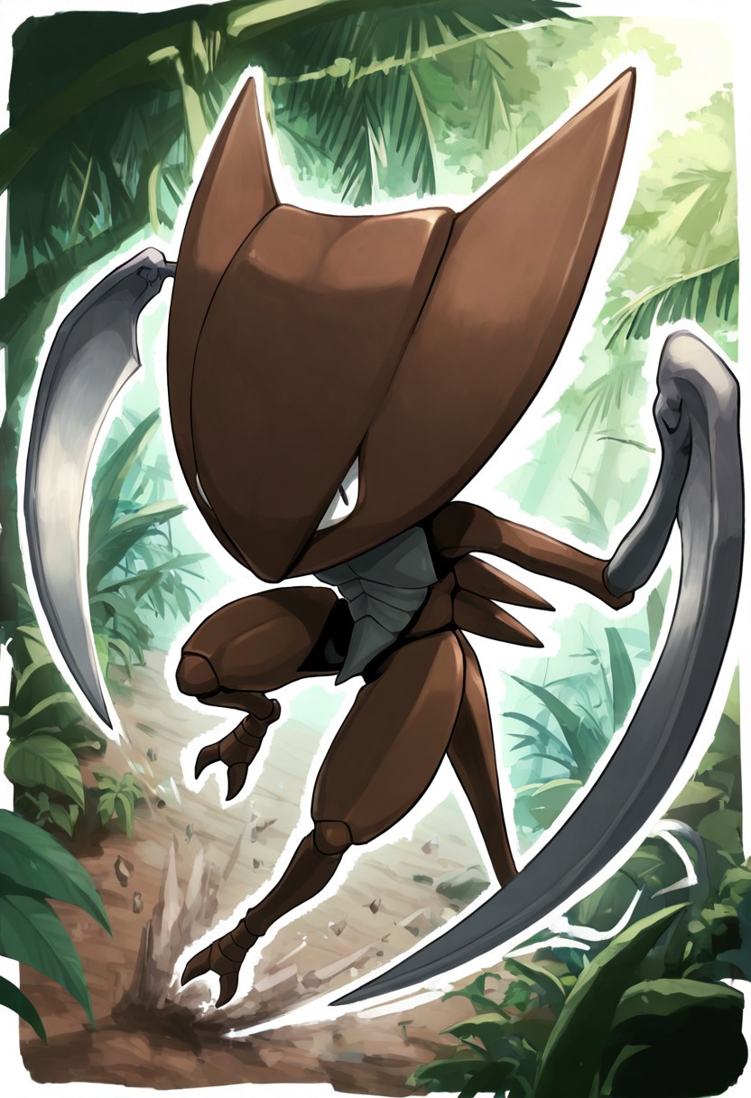 border, citronlegacy, dynamic_pose, foreshortening, grass, jungle, kabutops, nature