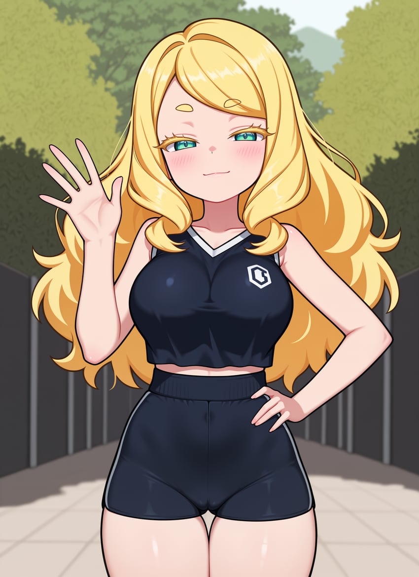 1girl, absurdres, blonde_hair, blush, breasts, cameltoe, colored_eyelashes, covered_navel