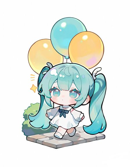 1girl, balloon, bangs, blue_eyes, blue_hair, blunt_bangs, blush, bush