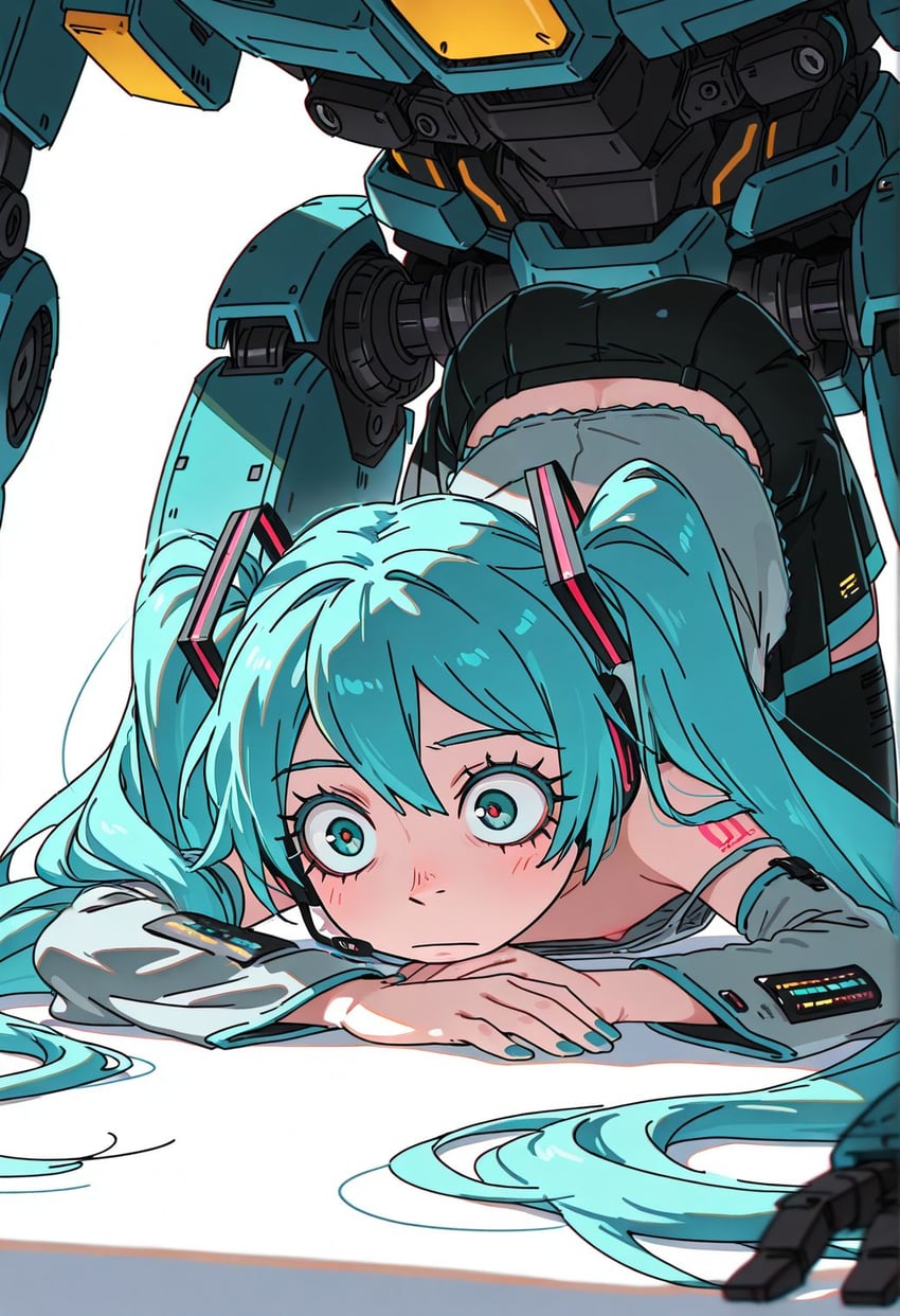 1girl, 1other, aqua_eyes, aqua_hair, arigato_mina, detached_sleeves, hatsune_miku, long_hair