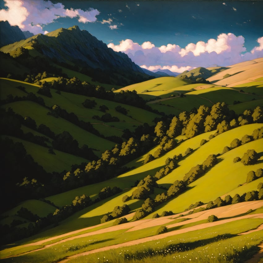 absurdres, antlers_anon, anything_(model), blue_sky, cloud, grass, highres, hill