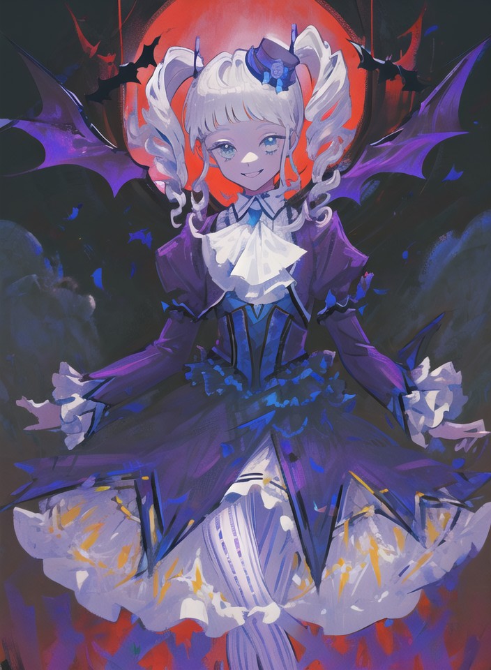 1girl, aikatsu!, aikatsu!_(series), aqua_eyes, ascot, bangs, bat_(animal), bat_wings