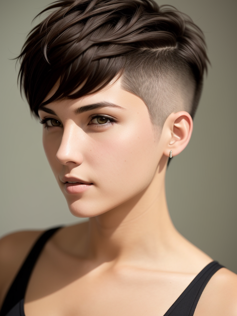 1girl, bangs, bare_shoulders, black_bra, black_hair, bra, brown_background, brown_eyes