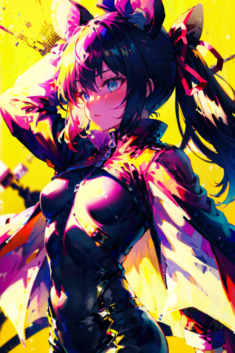 1girl, akatsuki_records, animal_ear_fluff, animal_ears, arm_behind_head, arm_up, backlighting, bangs