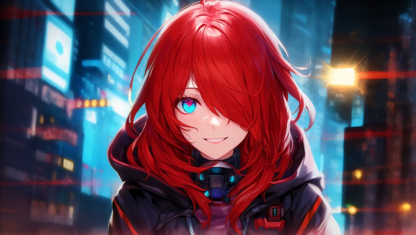 1girl, absurdres, anything_(model), azuyan, bangs, black_jacket, blue_eyes, blurry