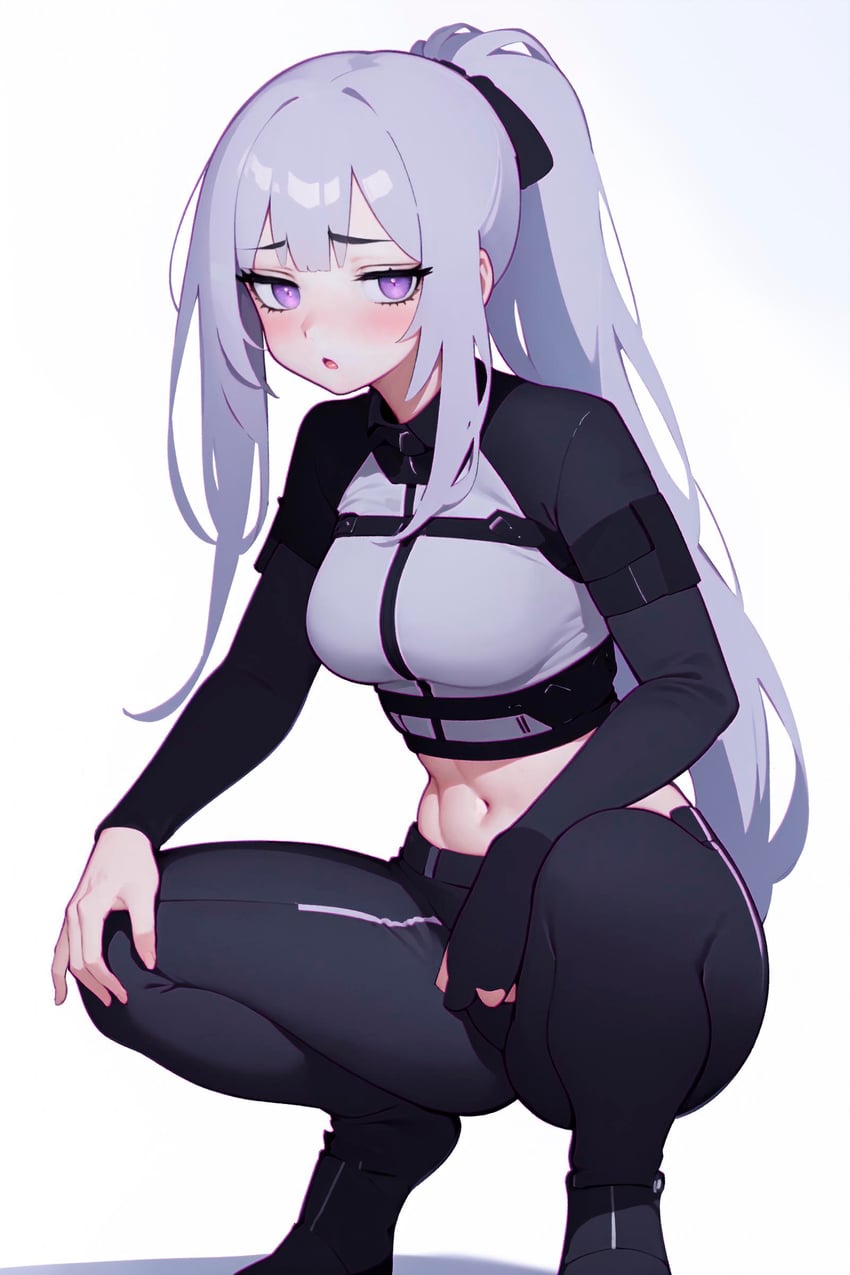 1girl, :o, absurdres, ak-12_(girls'_frontline), atla, between_legs, black_footwear, black_gloves