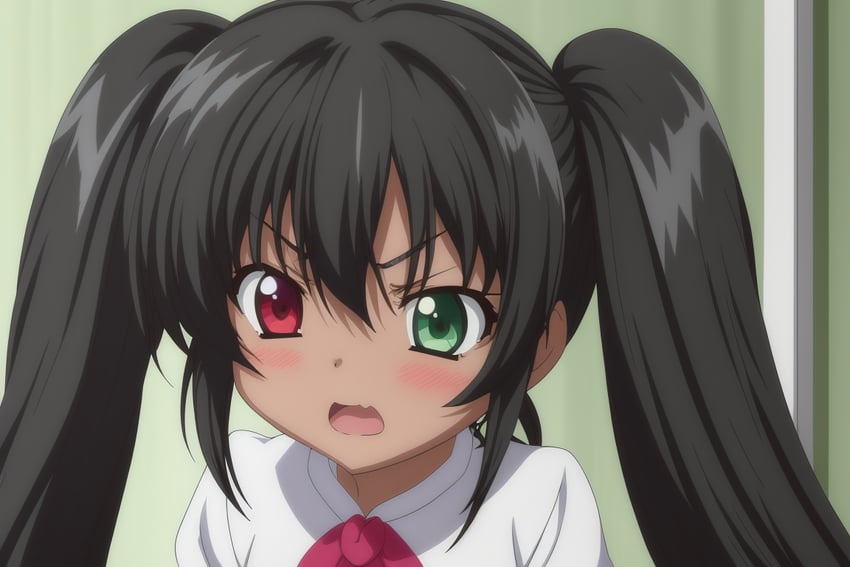 1girl, angry, anime_coloring, bad_id, bad_source, black_hair, blush, dark-skinned_female