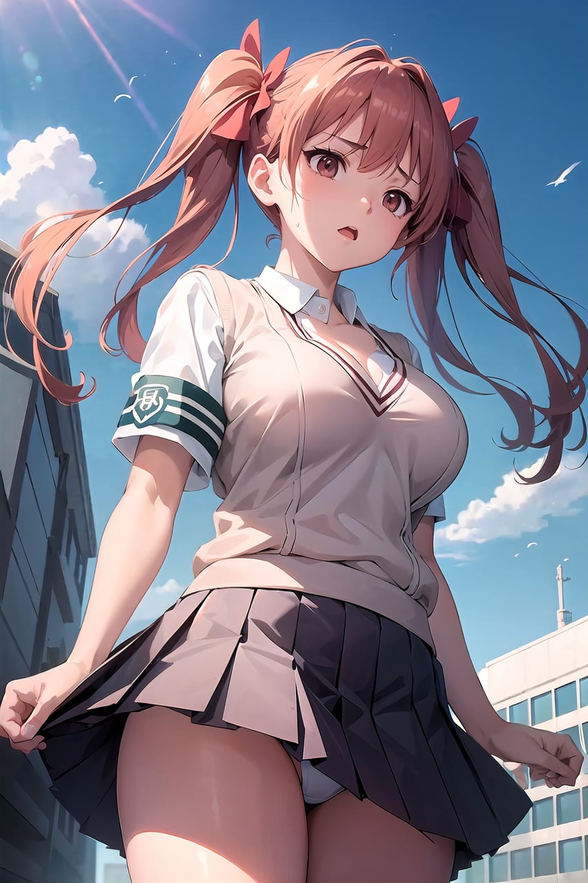 1girl, all2x3, armband, breasts, lora, non-web_source, outdoors, panties