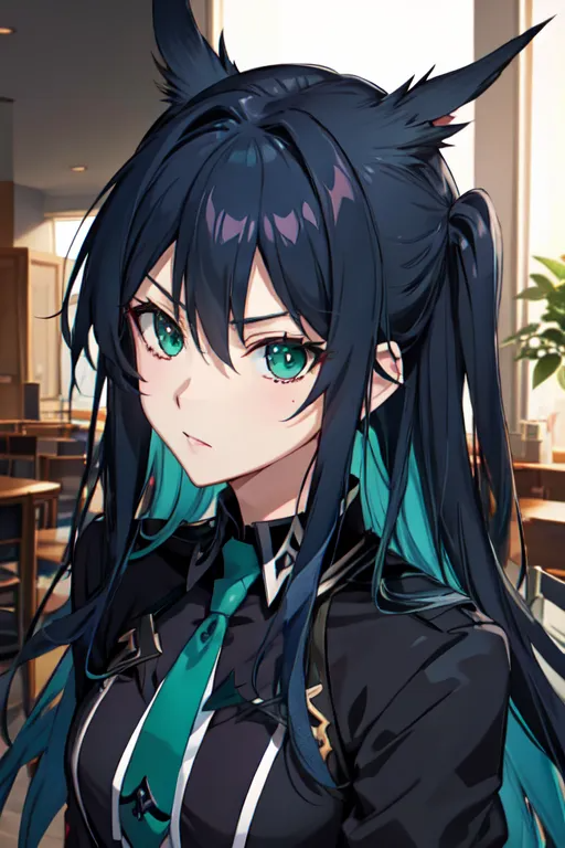 1girl, bad_source, black_hair, black_jacket, close-up, closed_mouth, collared_jacket, colored_inner_hair