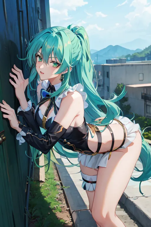 1girl, bad_source, breasts, detached_sleeves, green_eyes, green_hair, high_school_dxd_valkyrie, kaily_freya