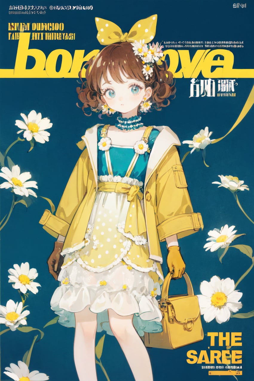 1girl, adetailer, aha_(style), bag, based_mix, blue_background, blue_eyes, bow