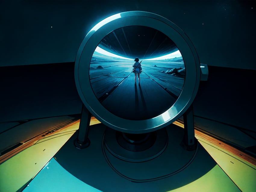 1girl, absurdres, convergence_(model), evakuator, from_behind, highres, incredibly_absurdres, metadata_request