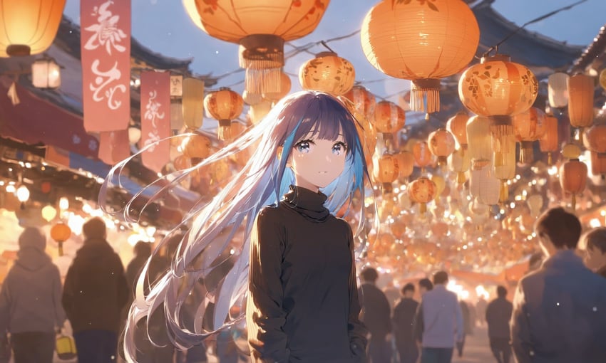 1girl, 218xl, 6+others, absurdres, adetailer, architecture, backlighting, bangs