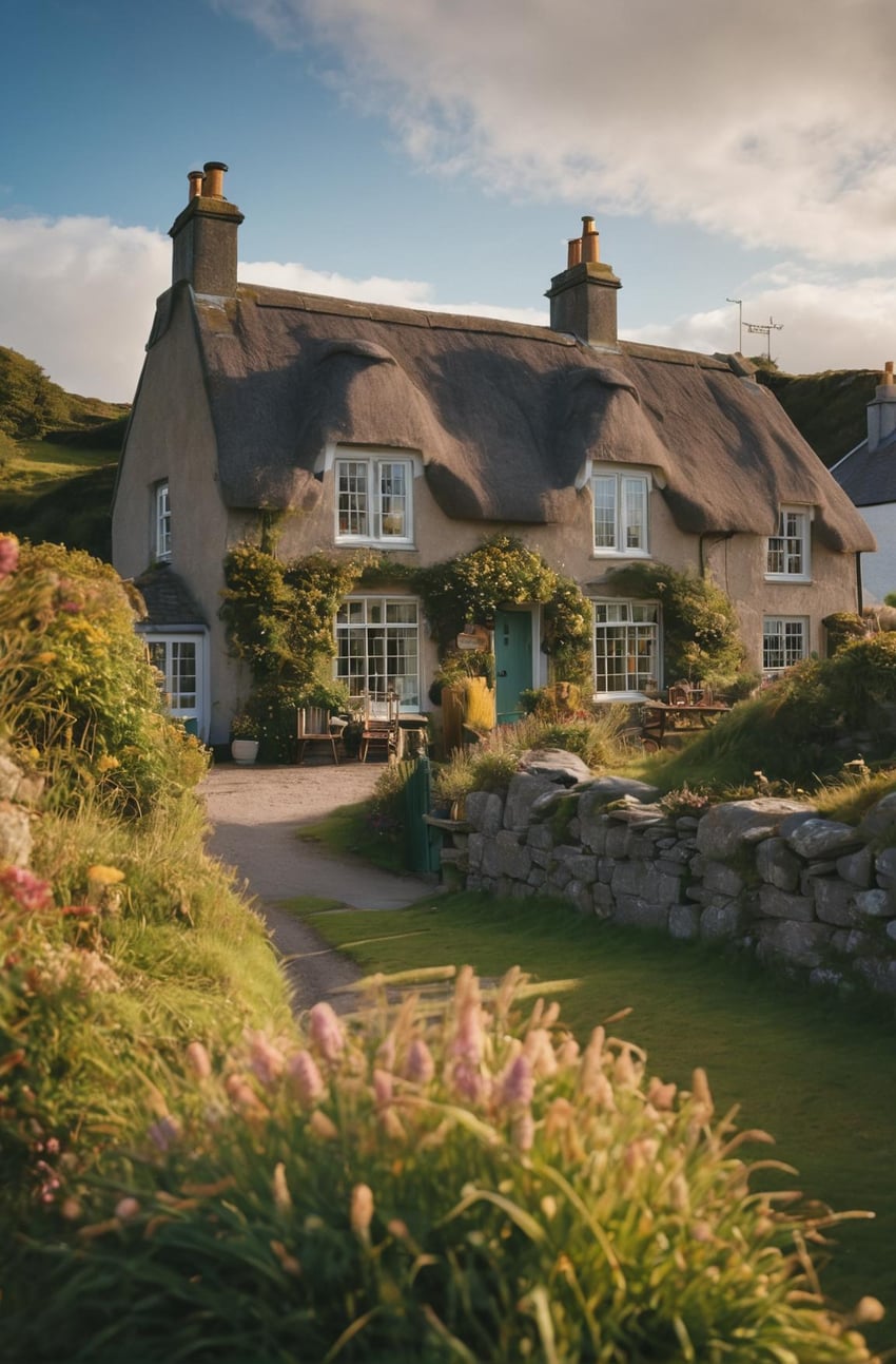 architecture, blue_sky, building, chair, chimney, cloud, cloudy_sky, day