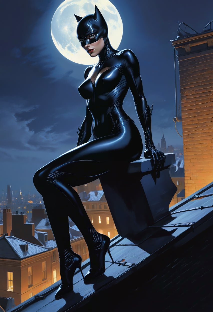 1girl, absurdres, adetailer, animal_ears, arm_support, black_bodysuit, bodysuit, breasts