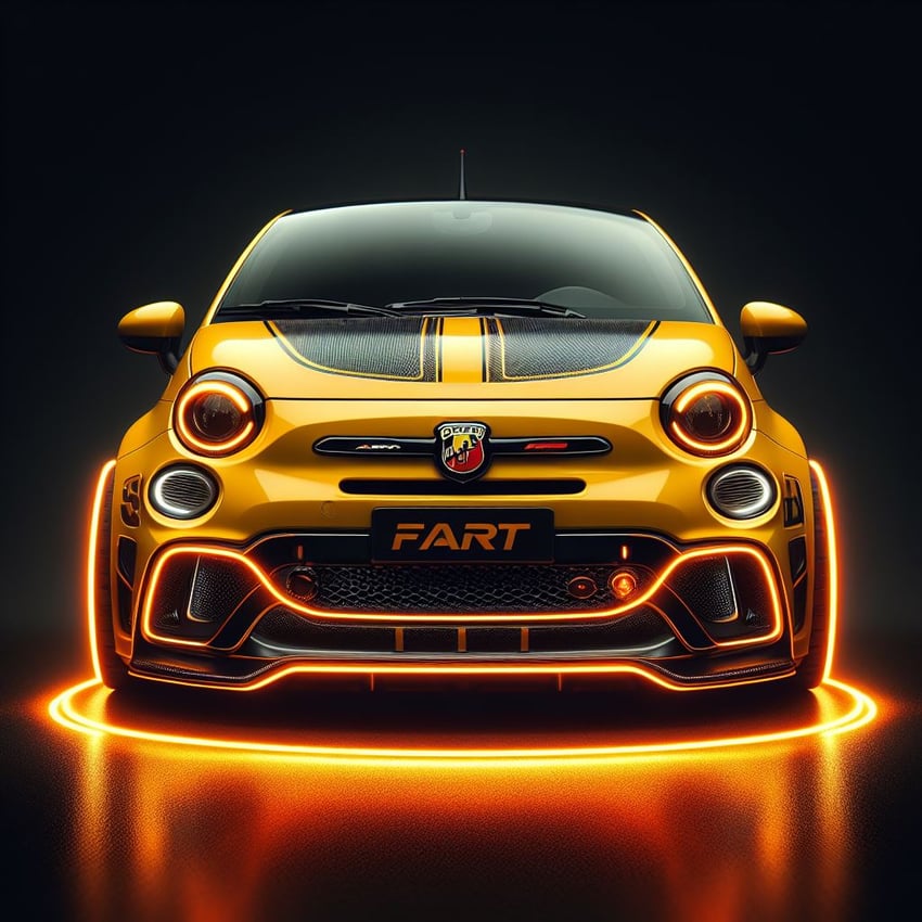 abarth, black_background, car, commentary, dall-e, fiat, glowing, ground_vehicle