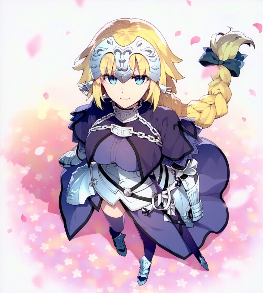 1girl, armor, armored_boots, armored_dress, arms_at_sides, bangs, black_bow, blonde_hair