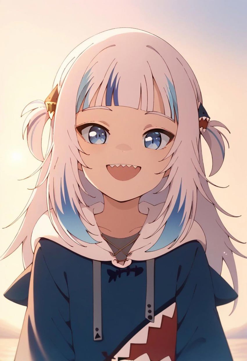 1girl, :d, animal_hood, autismmix, backlighting, bangs, blue_eyes, blue_hair