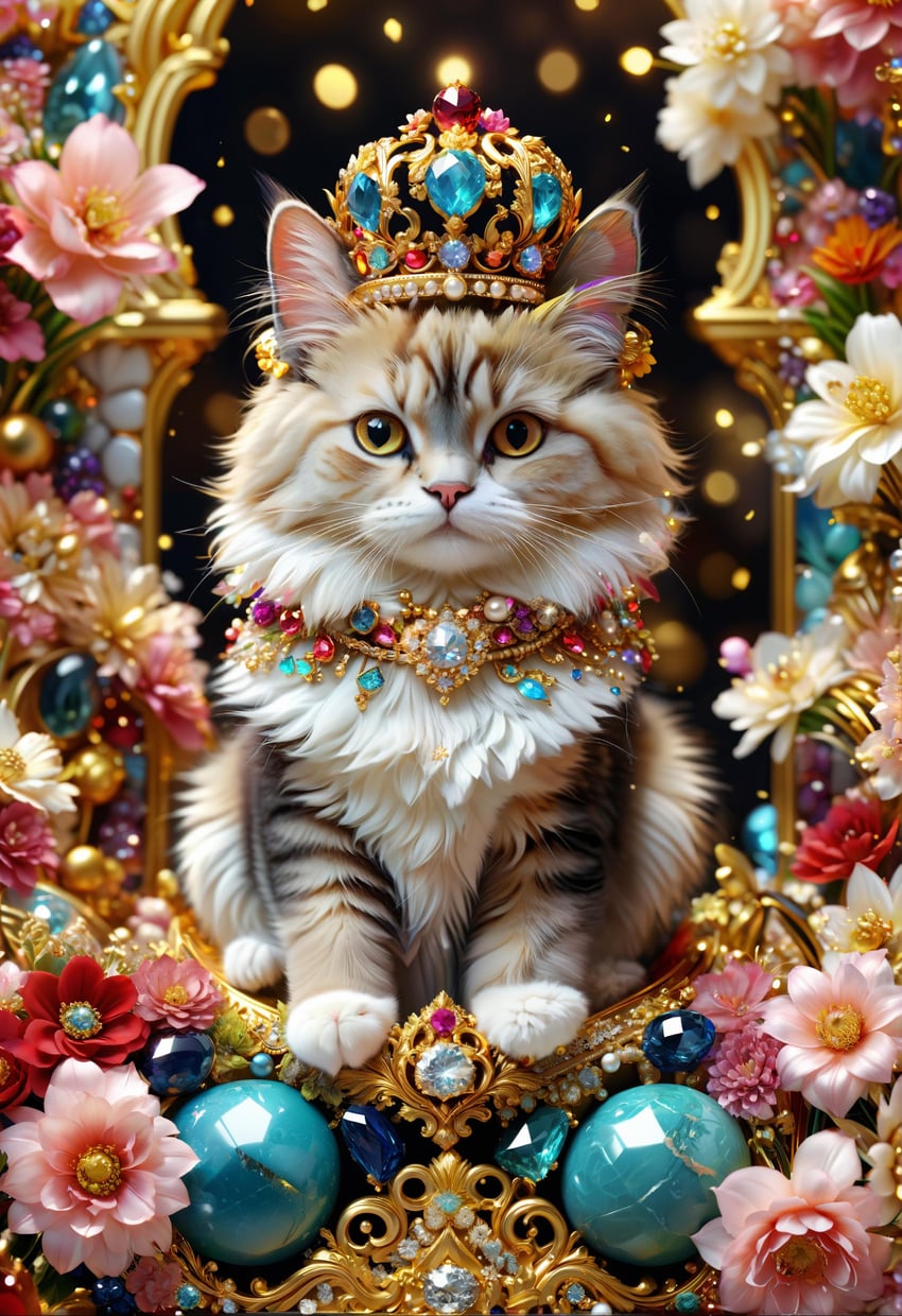 absurdres, animal, animal_ear_fluff, animal_ears, animal_focus, blue_gemstone, blurry, blurry_background