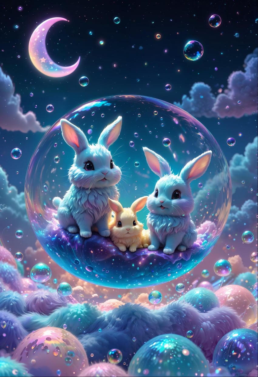 :3, absurdres, air_bubble, animal, animal_ears, animal_focus, black_eyes, blue_sky