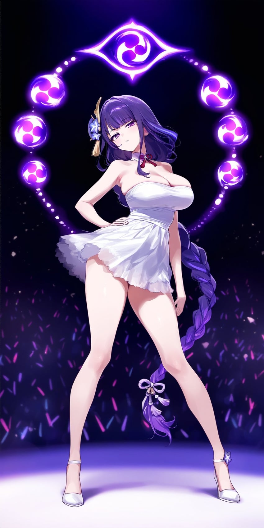 1girl, alternate_costume, armpits, bangs, bare_arms, bare_legs, bare_shoulders, blunt_bangs