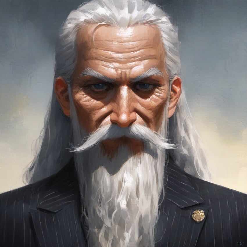 1boy, beard, black_suit, blue_eyes, closed_mouth, dreson, english_commentary, facial_hair