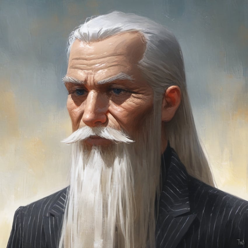 1boy, beard, black_suit, blue_eyes, closed_mouth, dreson, english_commentary, expressionless